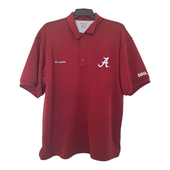 Columbia Red Polo PFG Fishing Shirt Golf Omni Shade Alabama Crimson Tide Men's M - Picture 2 of 16